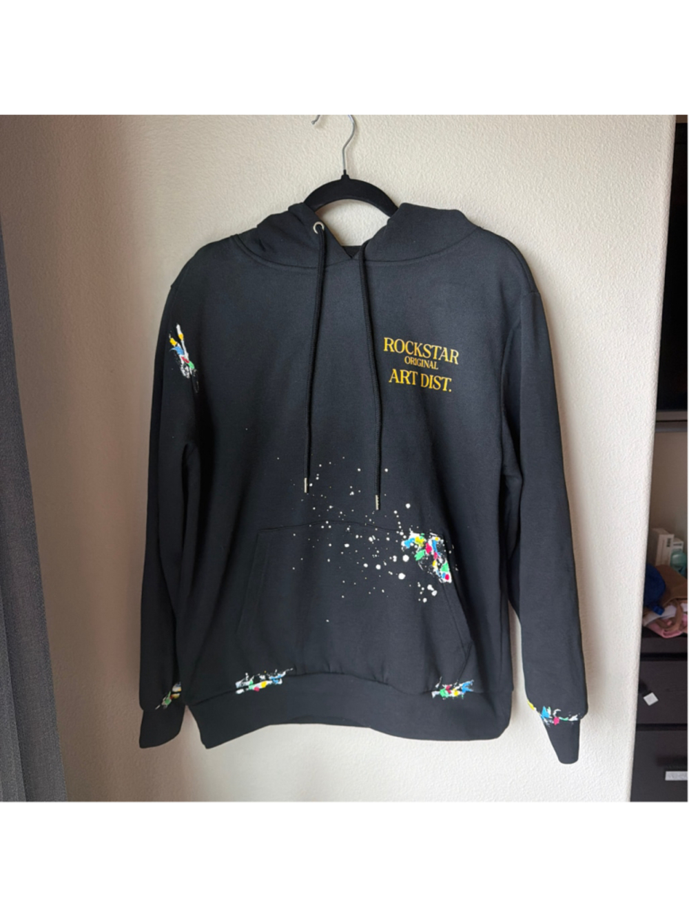 Men's Rockstar Original Paint Splatter Hoodie Black Size S